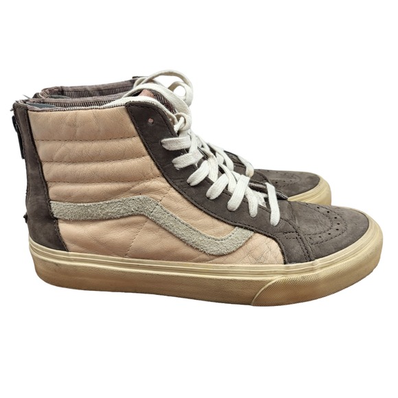 Vans Sneakers Womens 8.5 Peach Gray Leather Hi Top Shoes Skater 721277 - Picture 1 of 14